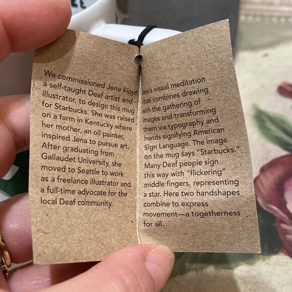 Starbucks Sign Language Coffee Brings Us Together ASL Mug Jena Floyd 2019 NWT - Picture 10 of 11